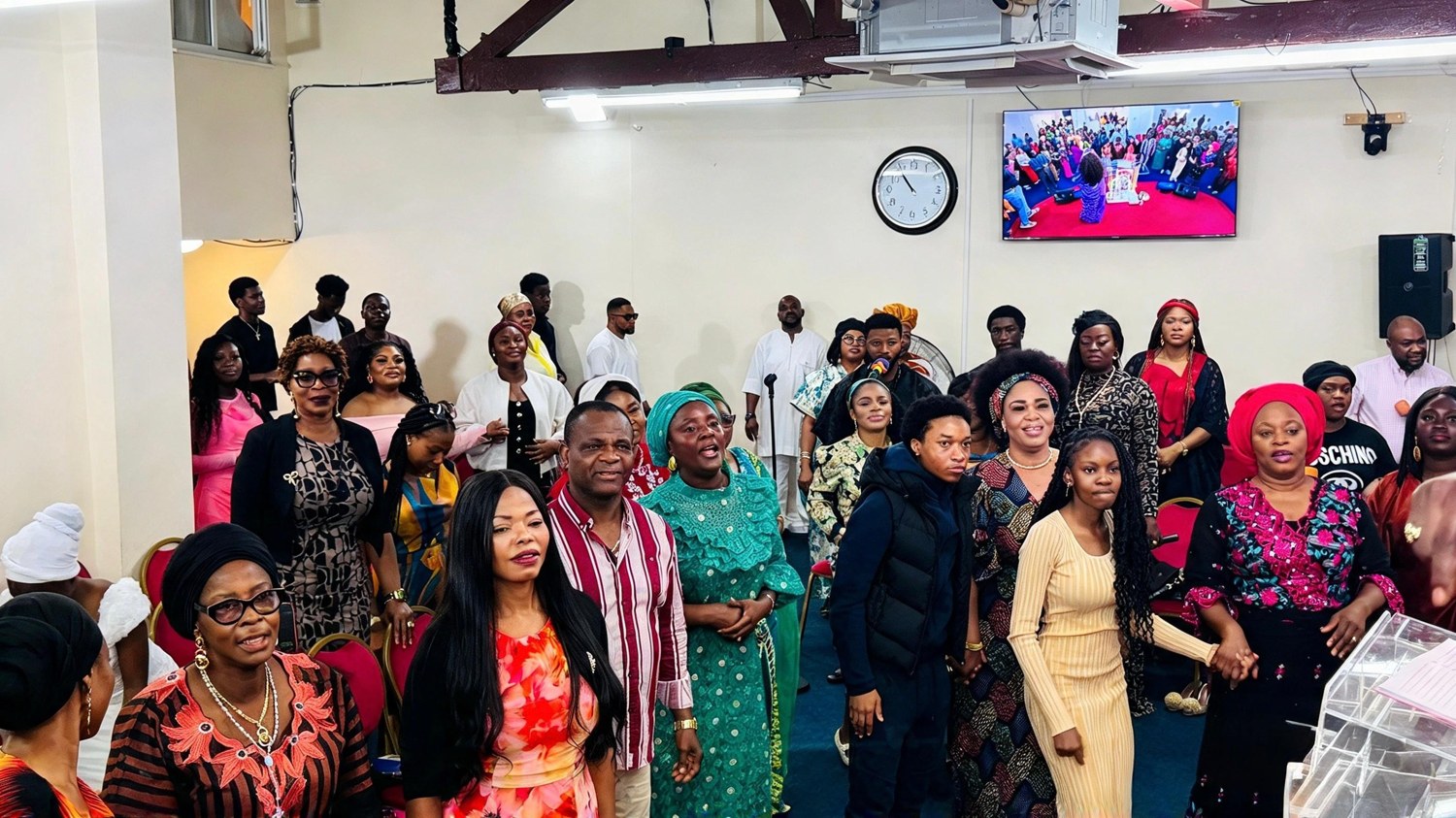 The church gathered for Sunday worship