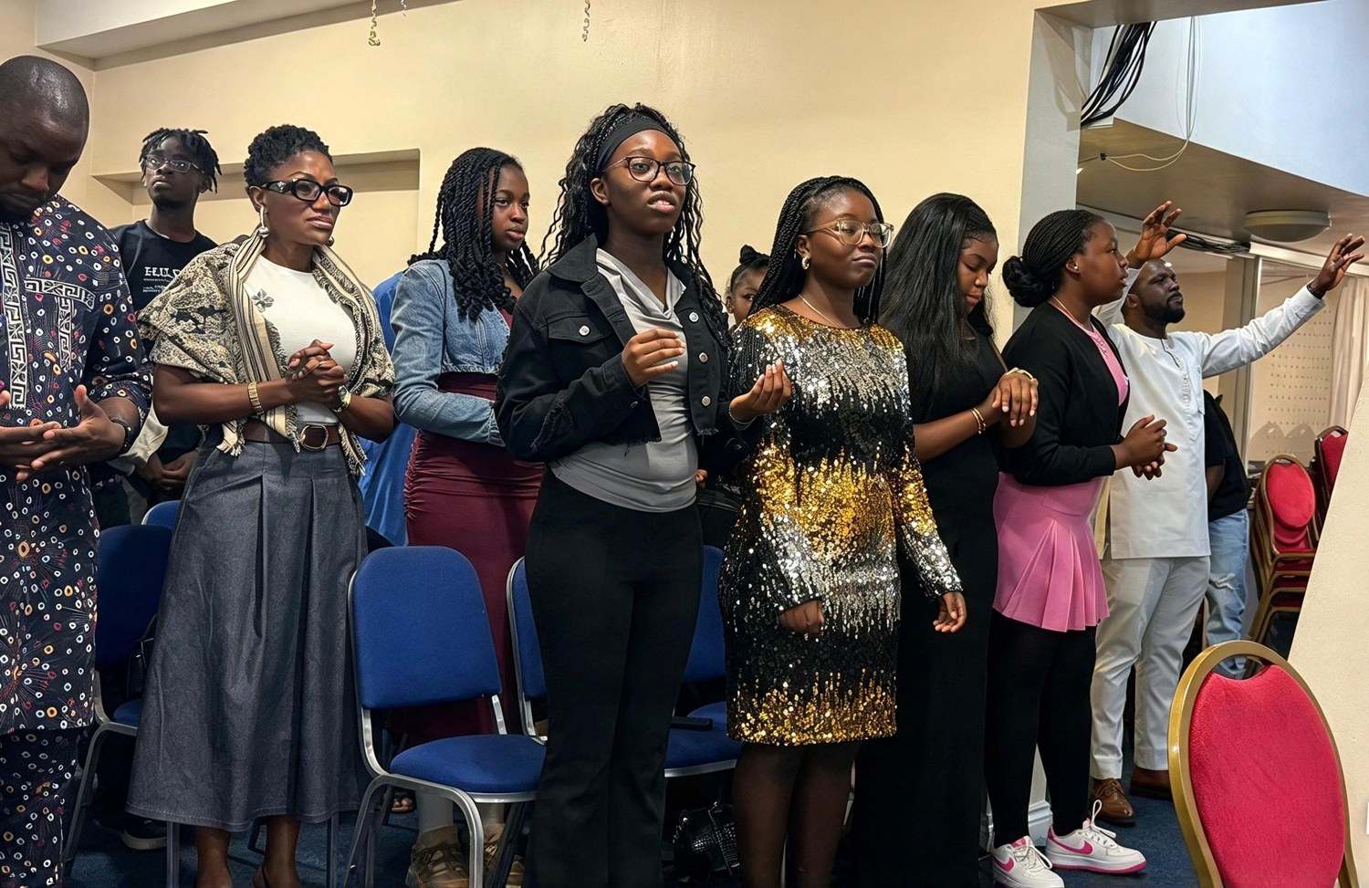 The congregation worshipping together