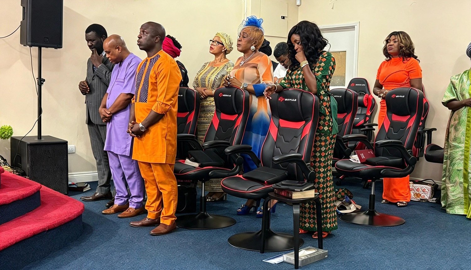 Members praying together